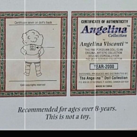 Porcelain Doll Y2K Angelina Collection 16" Green Dress Year 2000 Edition - Picture 5 of 6